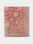 Chamois - Indian Rose Block-Printed Linen Rectangular Tablecloth (90.5in/2.3m) - Red - ABASK - 
