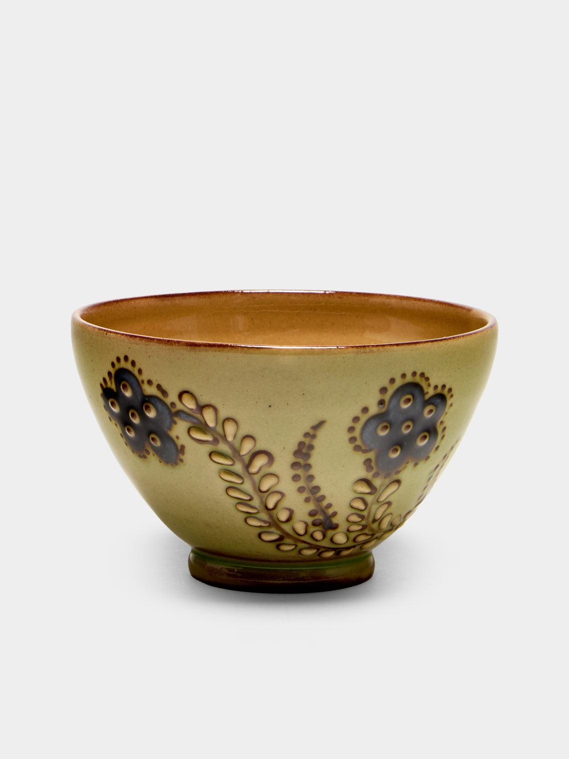 Poterie d’Évires - Flowers Hand-Painted Ceramic Petite Bowls (Set of 6) - Green - ABASK
