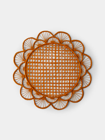 CasaLatina - Margarita Handwoven Iraca Palm Placemats (Set of 4) - Orange - ABASK - 