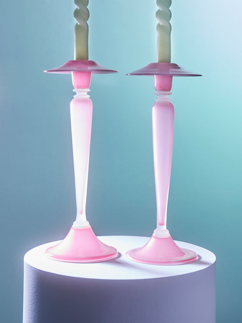 Antique and Vintage - 1920s Frederick Carder for Steuben Glass Candlesticks (Set of 2) -  - ABASK