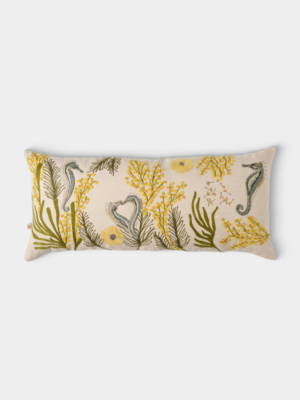 Bokja - Mimosa Embroidered Linen Cushion (35.5in/90cm) - Multiple - ABASK - 