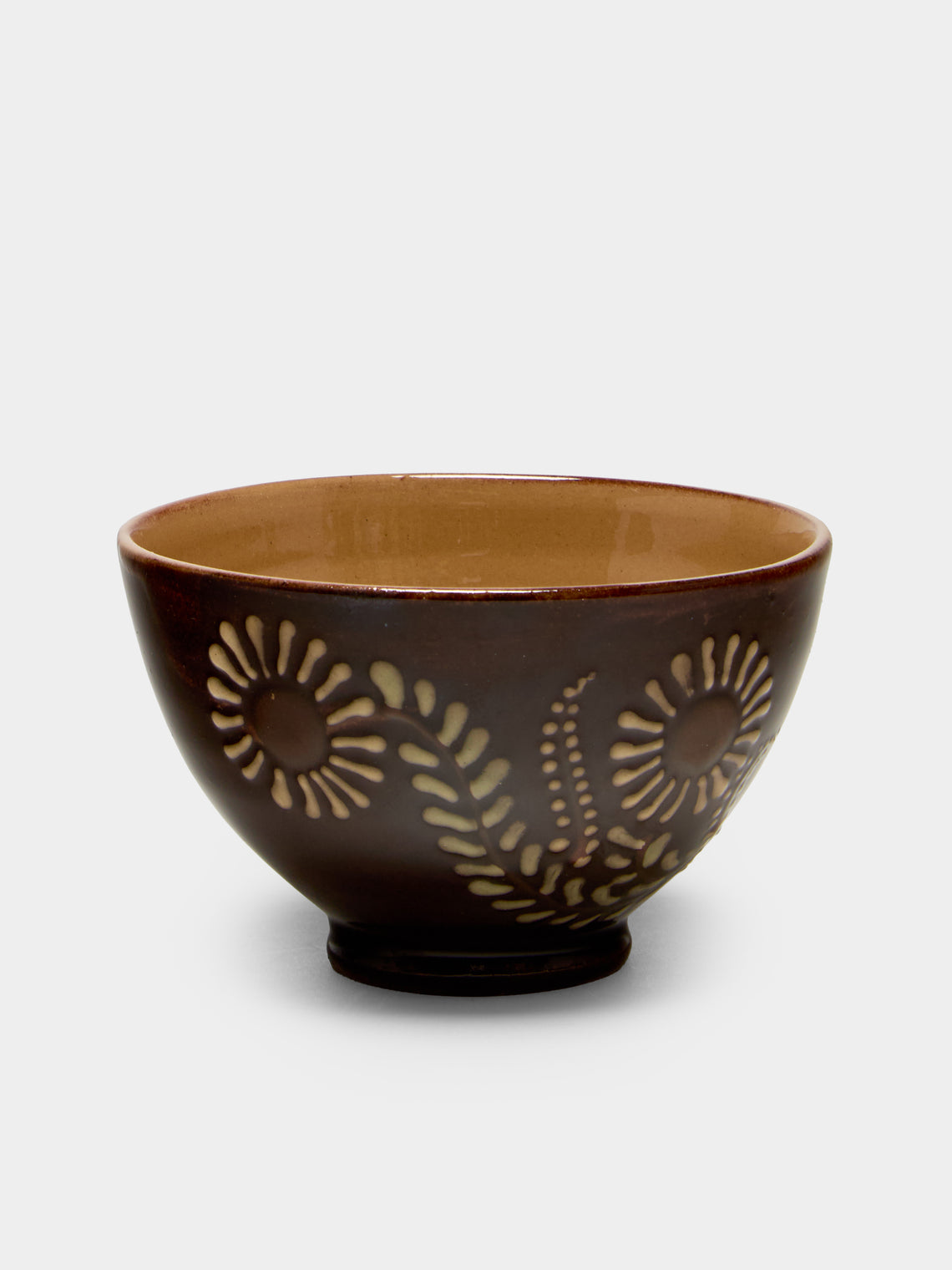 Poterie d’Évires - Flowers Hand-Painted Ceramic Petite Bowls (Set of 6) - Dark brown - ABASK