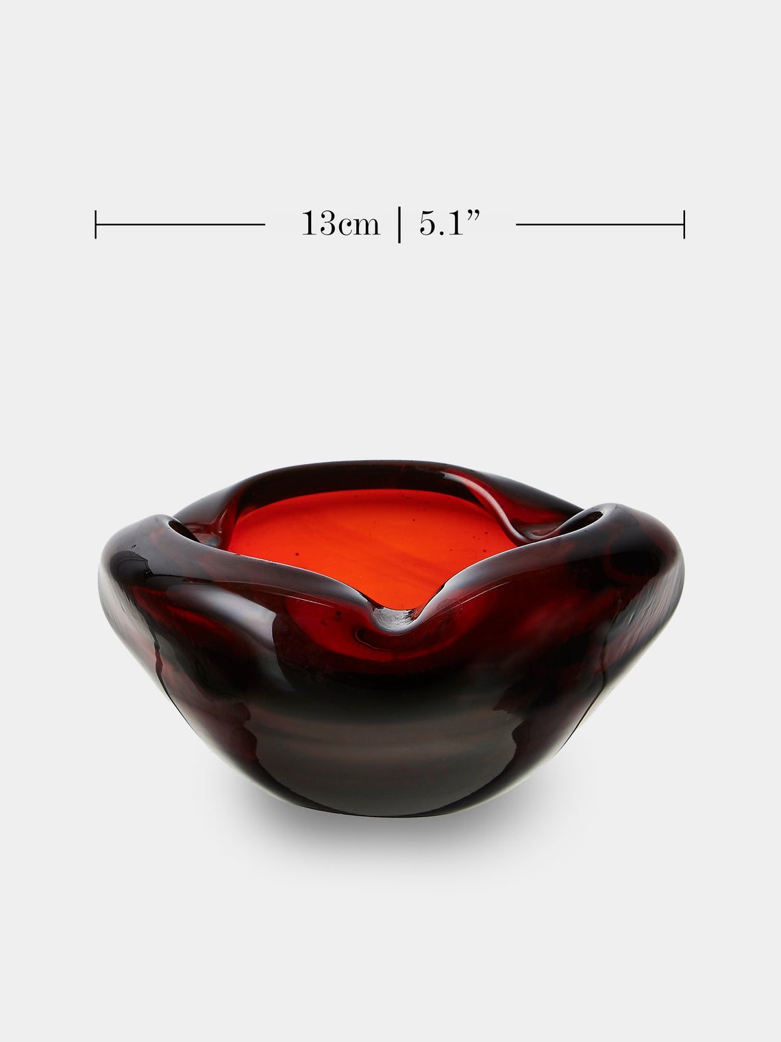 Antique and Vintage - Mid-Century Glass Ashtray - Red - ABASK