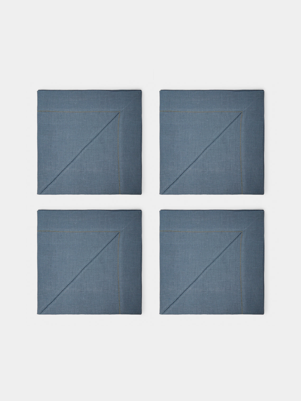 Peter Speliopoulos Projects - Hem-Stitch Linen Napkins (Set of 4) - Blue - ABASK