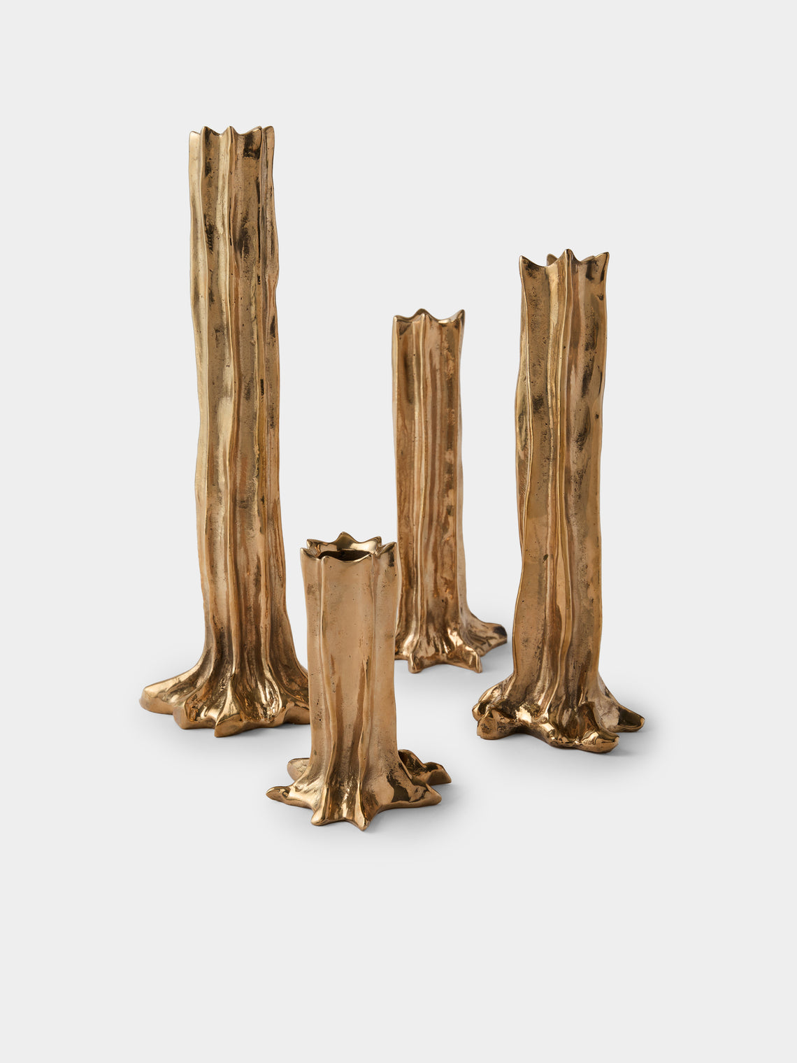 Studio Palatin - | Set of 4 | Arbor Bronze Candlesticks - Brown - ABASK - 