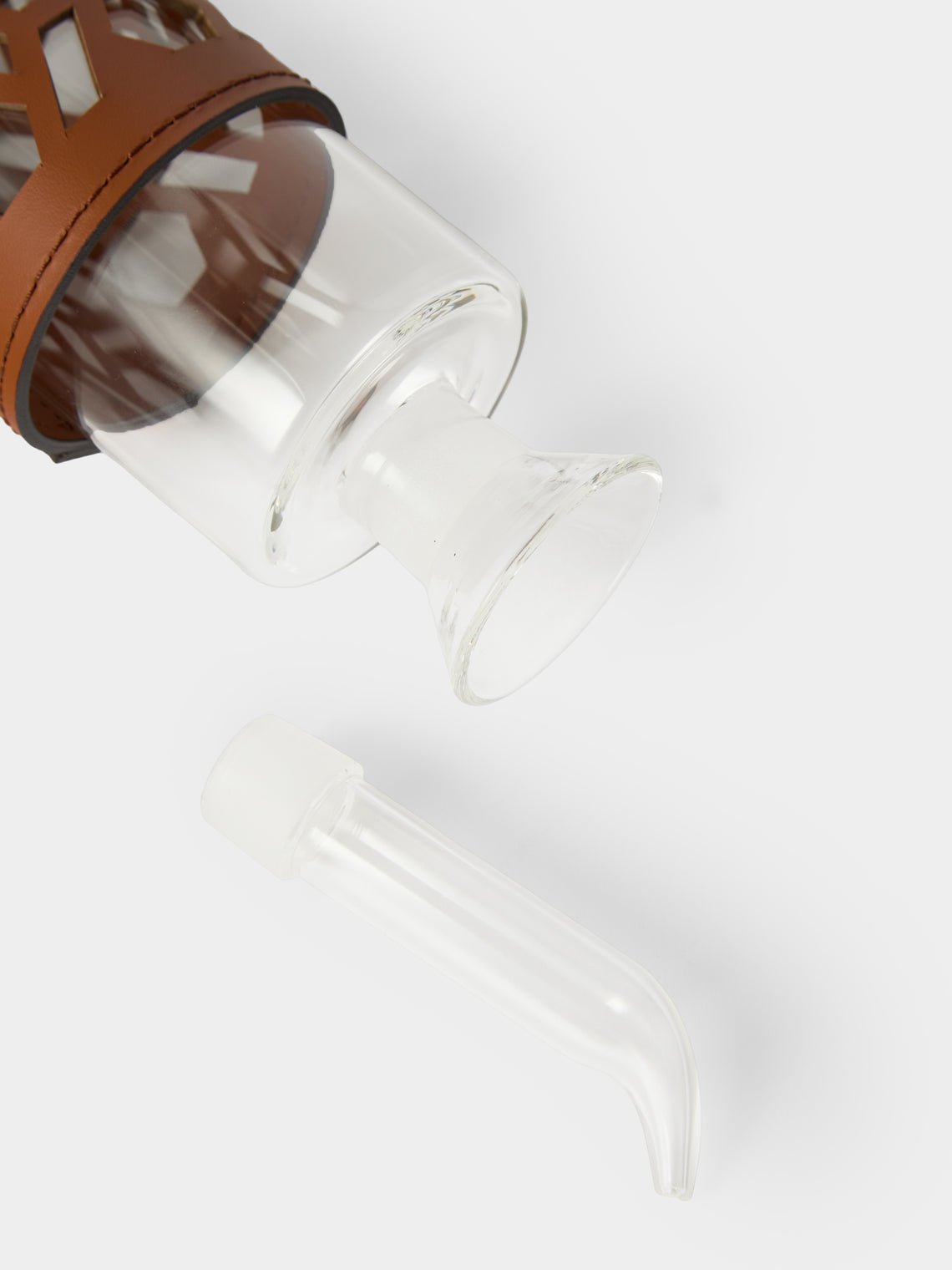 RUDI - Zenit Leather and Glass Vinegar Holder - Brown - ABASK