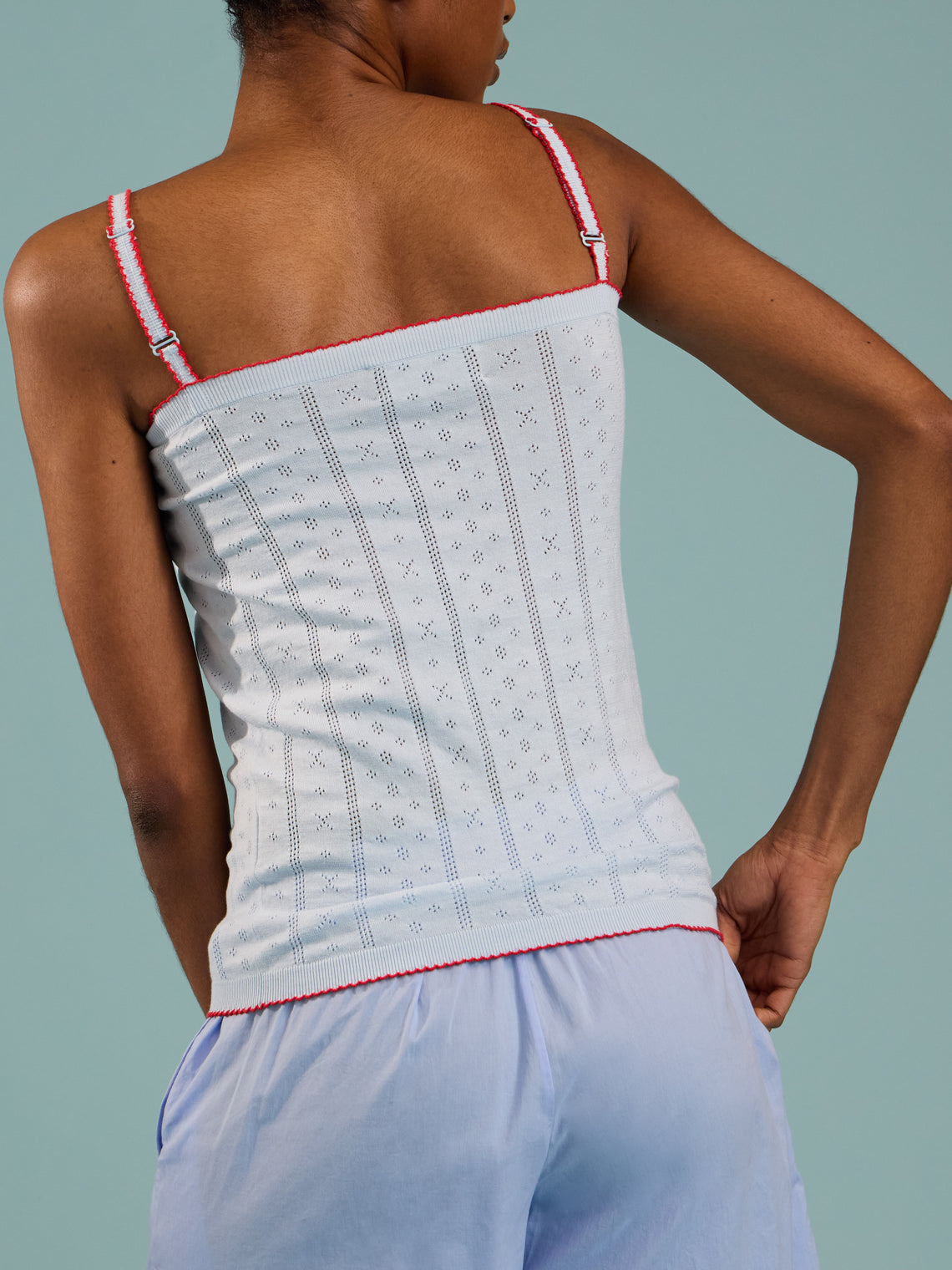 B.B. Wallace - Chicago Cotton Pointelle Camisole Top | Size: S - Light Blue - ABASK