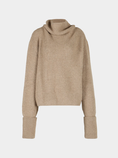 Dusan - Cashmere Mock-Neck Kimono-Sleeve Sweater | One Size - Beige - ABASK - 