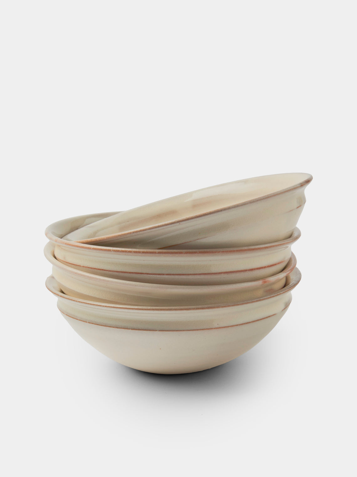 Fuminari Araga - Kohiki Ceramic Shallow Bowls – 6in/15cm (Set of 4) - White - ABASK