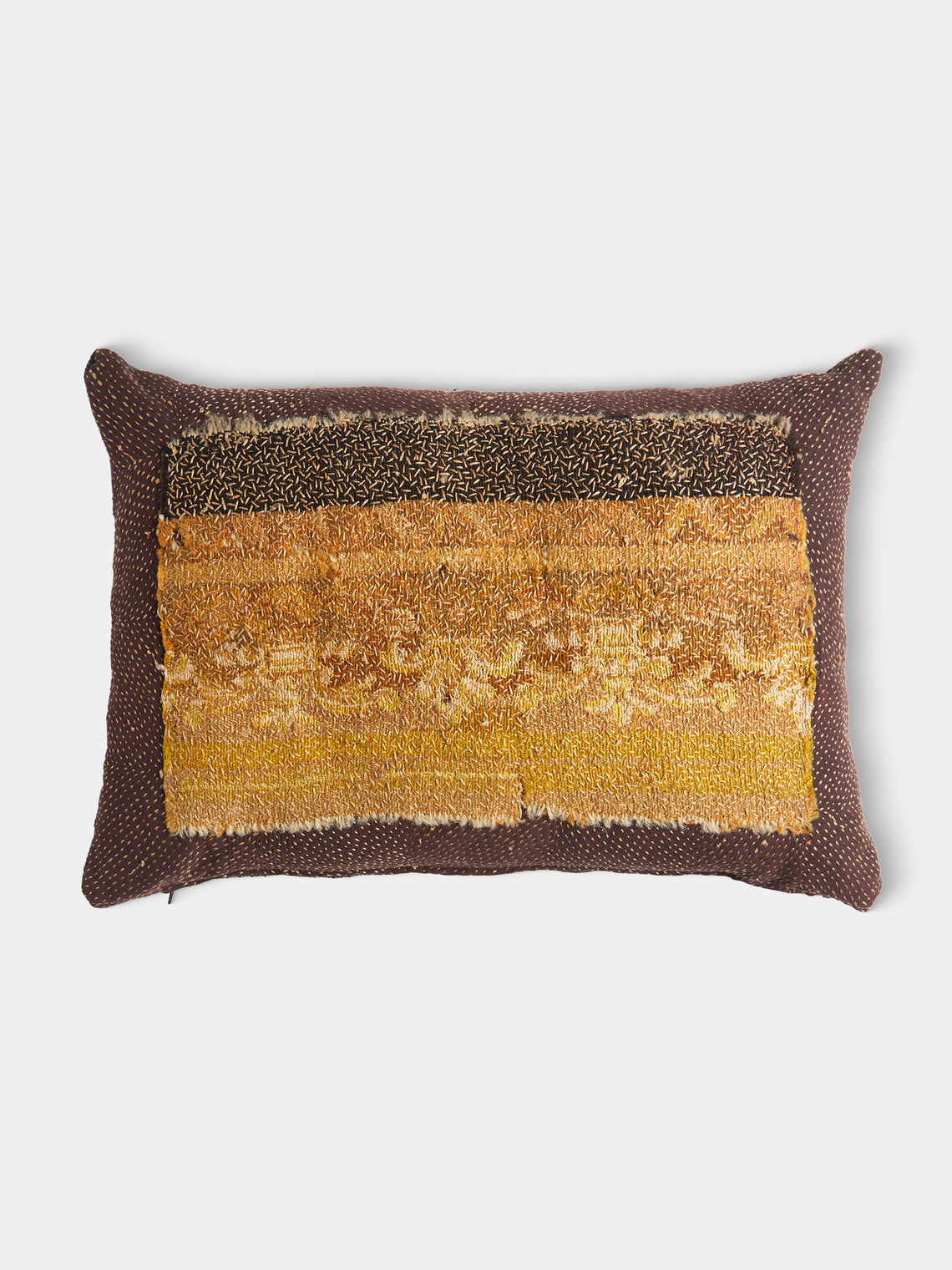 By Walid - 18th-Century French Aubusson Tapestry and Linen Cushion (23.5in/60cm) - Blue - ABASK - 