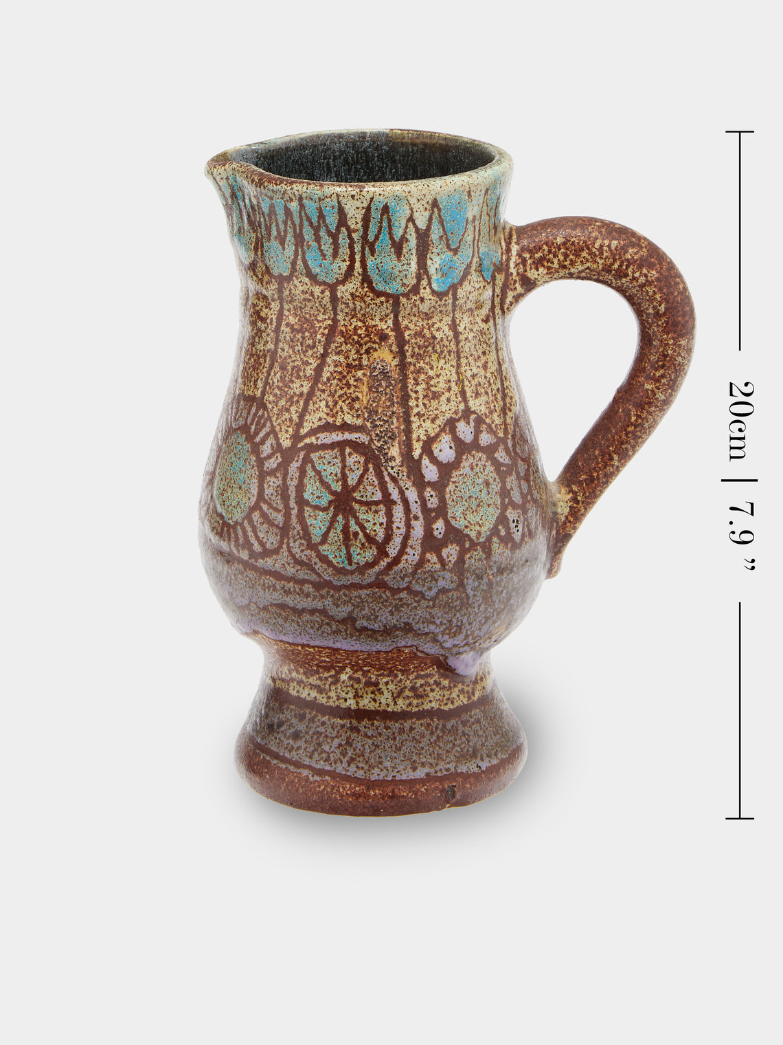 Antique and Vintage - Mid-Century Accolay Ceramic Pitcher - Brown - ABASK