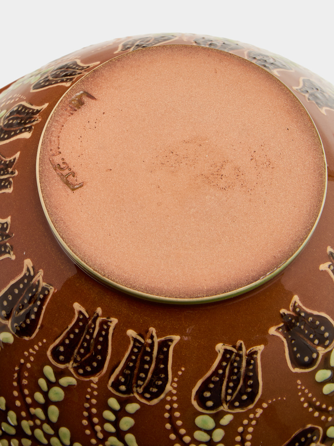 Poterie d’Évires - Flowers Hand-Painted Ceramic Petite Salad Bowl - Light brown - ABASK