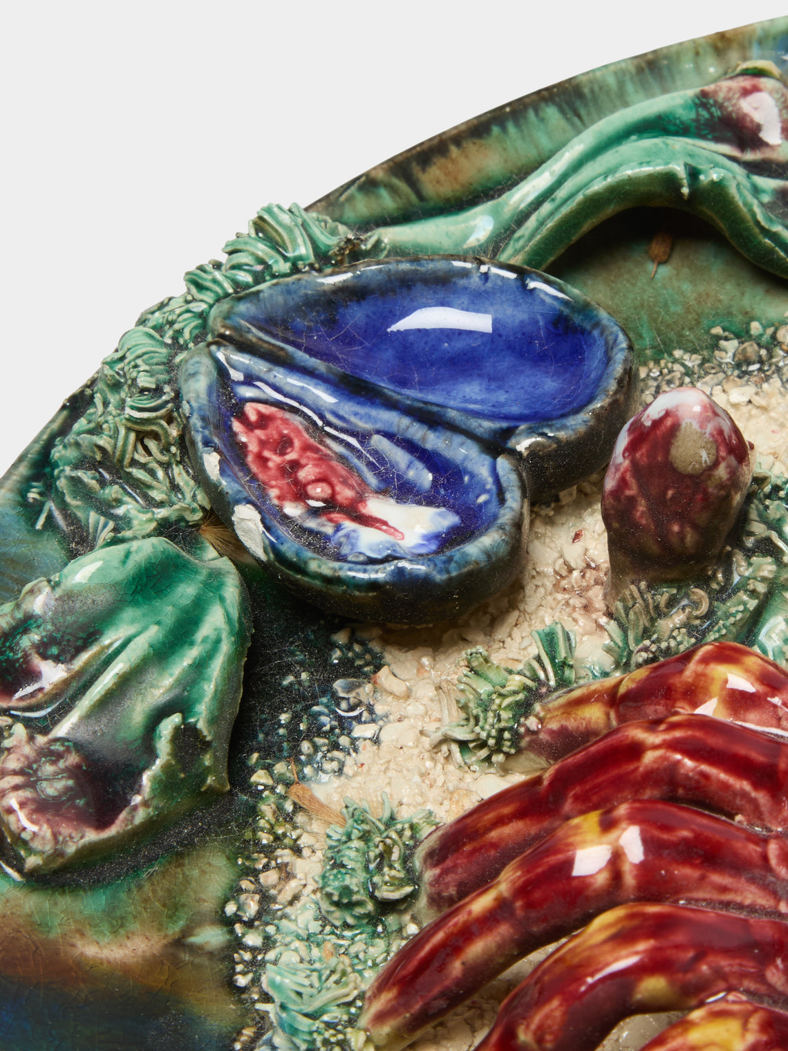 Antique and Vintage - Mid-Century Lobster Majolica Ceramic Serving Plate (9in/23cm) - Multiple - ABASK