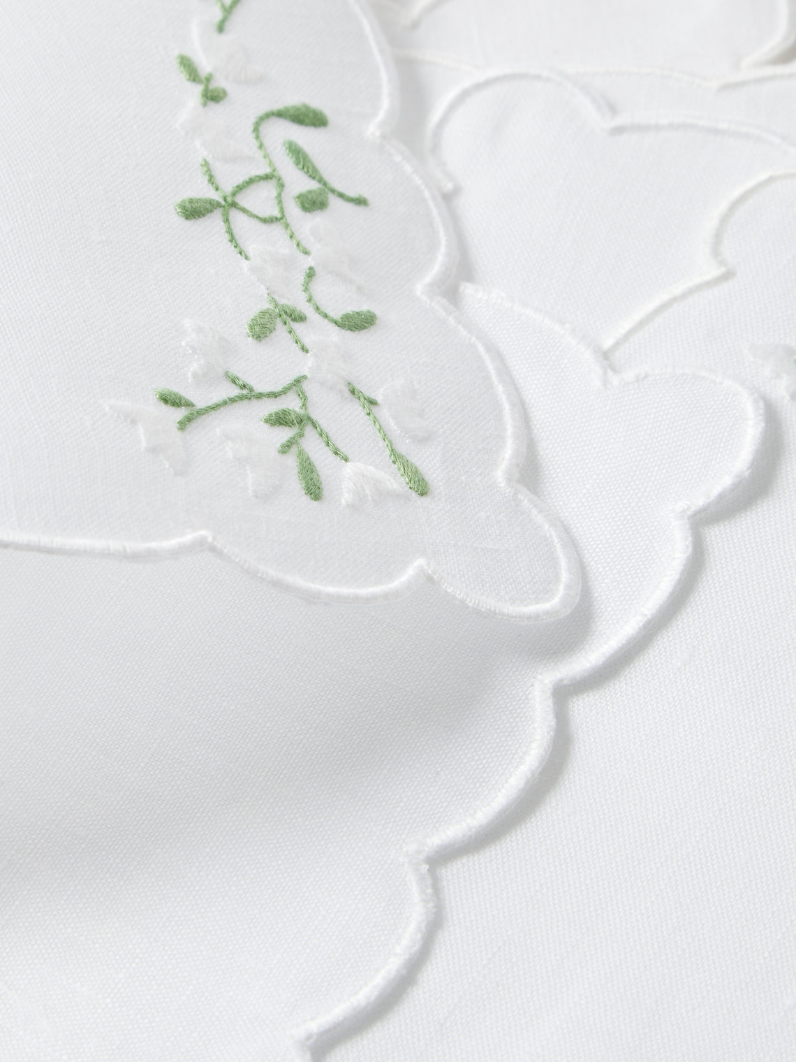 Taf Firenze - | Set of 6 | Ditsy Floral Hand-Embroidered Linen Cocktail Napkins - White - ABASK