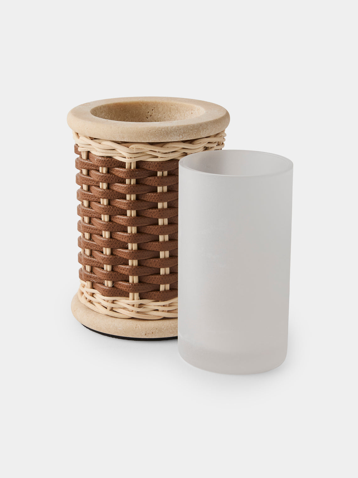Pigment France - Courbet Leather and Rattan Toothbrush Holder - Brown - ABASK