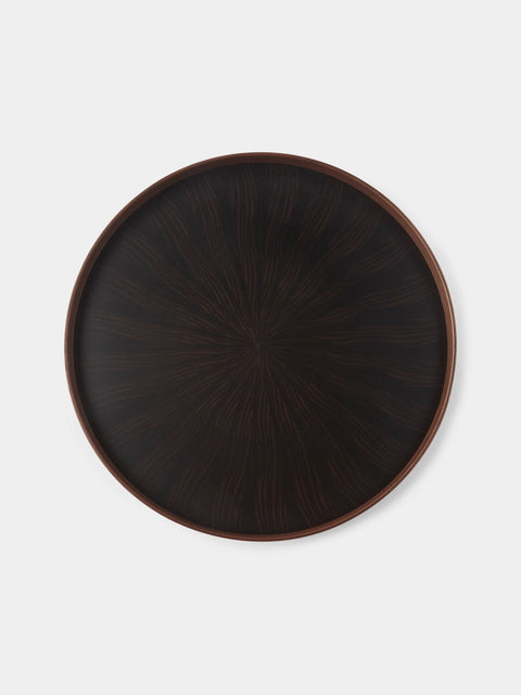 Mori Kougei - Rays Ebony Round Tray (11in/28cm) - Brown - ABASK - 