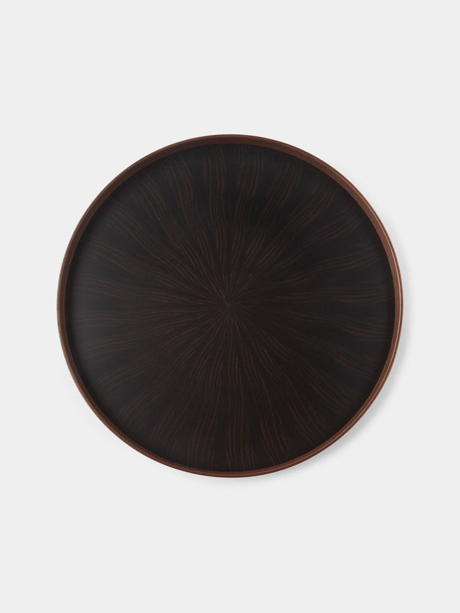 Mori Kougei - Rays Ebony Round Tray (11in/28cm) - Brown - ABASK - 