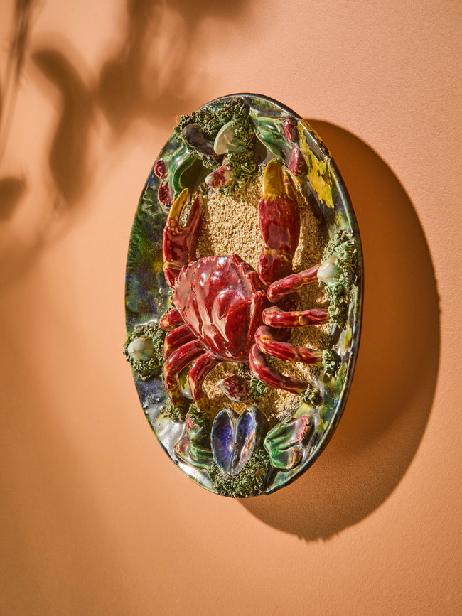 Antique and Vintage - Mid-Century Crab Majolica Ceramic Serving Plate (9in/23cm) - Multiple - ABASK