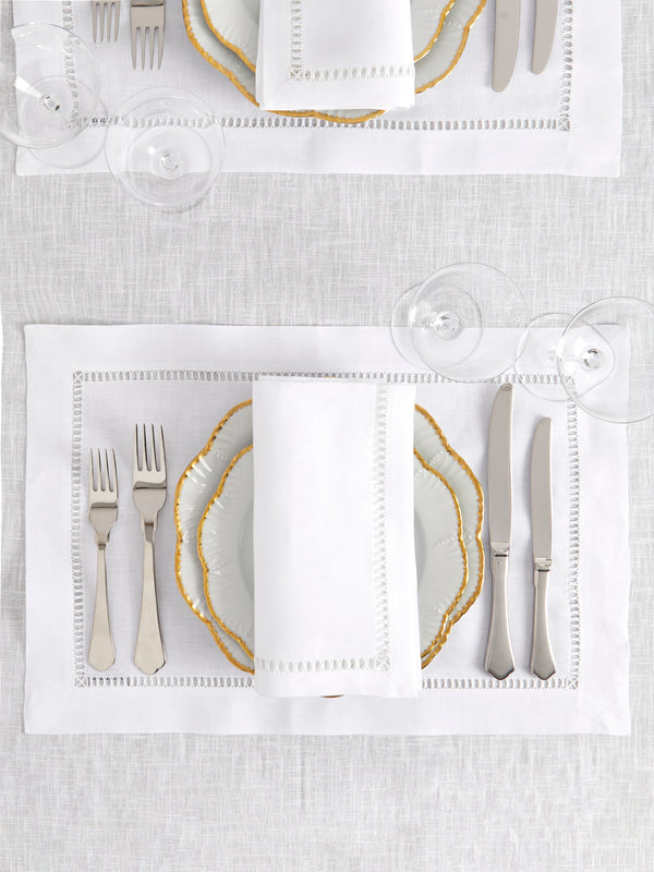 Los Encajeros - Tokyo Linen Placemats (Set of 4) - White - ABASK