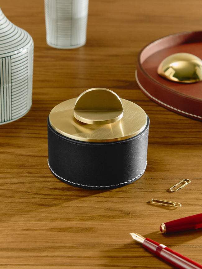 Les Few - Julie Leather and Brass Large Low Box - Black - ABASK