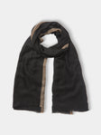 Me & K - Cashmere Border-Stripe Scarf - Black - ABASK - 