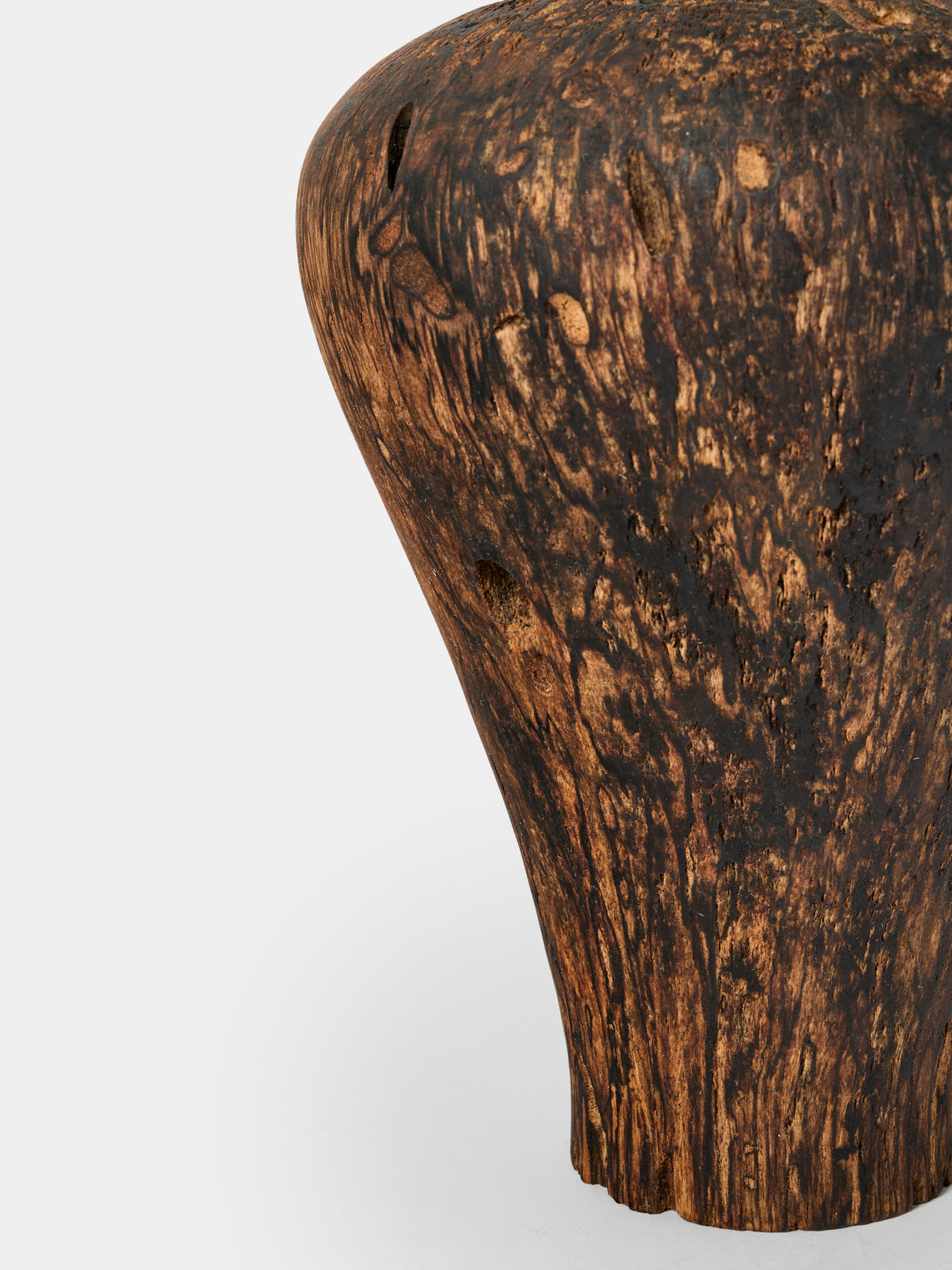 Iida Woodturning - Hand-Turned Persimmon Oiled Earth-Finish Vase (10in/26cm) - Brown - ABASK