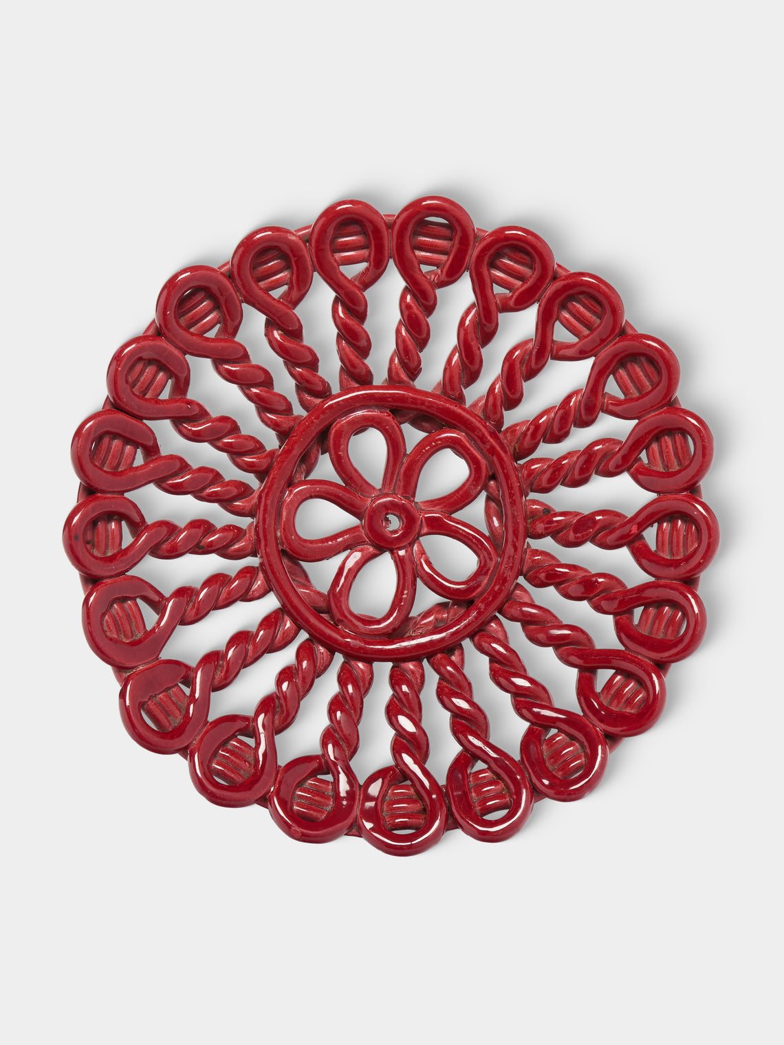 Antique and Vintage - 1950s Vallauris Braided Ceramic Bowl - Green - ABASK