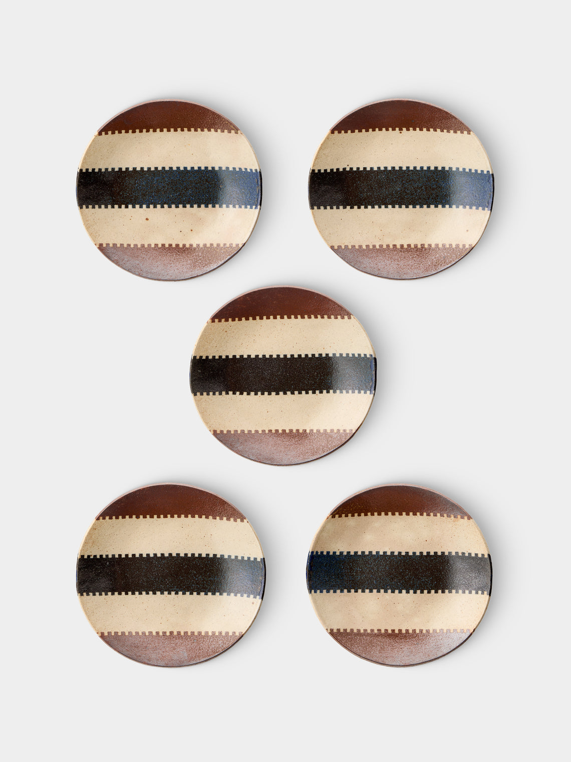 Makidani-gama - No. 2 Nerikomi Ceramic Plates – 8in/21cm (Set of 5) - Multiple - ABASK