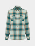 God's True Cashmere - Avocado Shadow Plaid Cashmere Shirt | Size: M - Green - ABASK - 