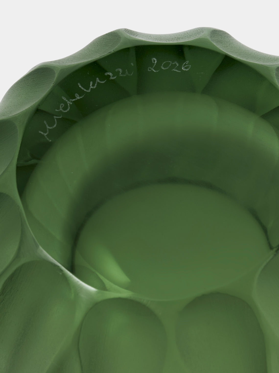 Micheluzzi Glass - Bocia Salvia Coste Hand-Blown Murano Glass Vase (6in/15cm) - Green - ABASK