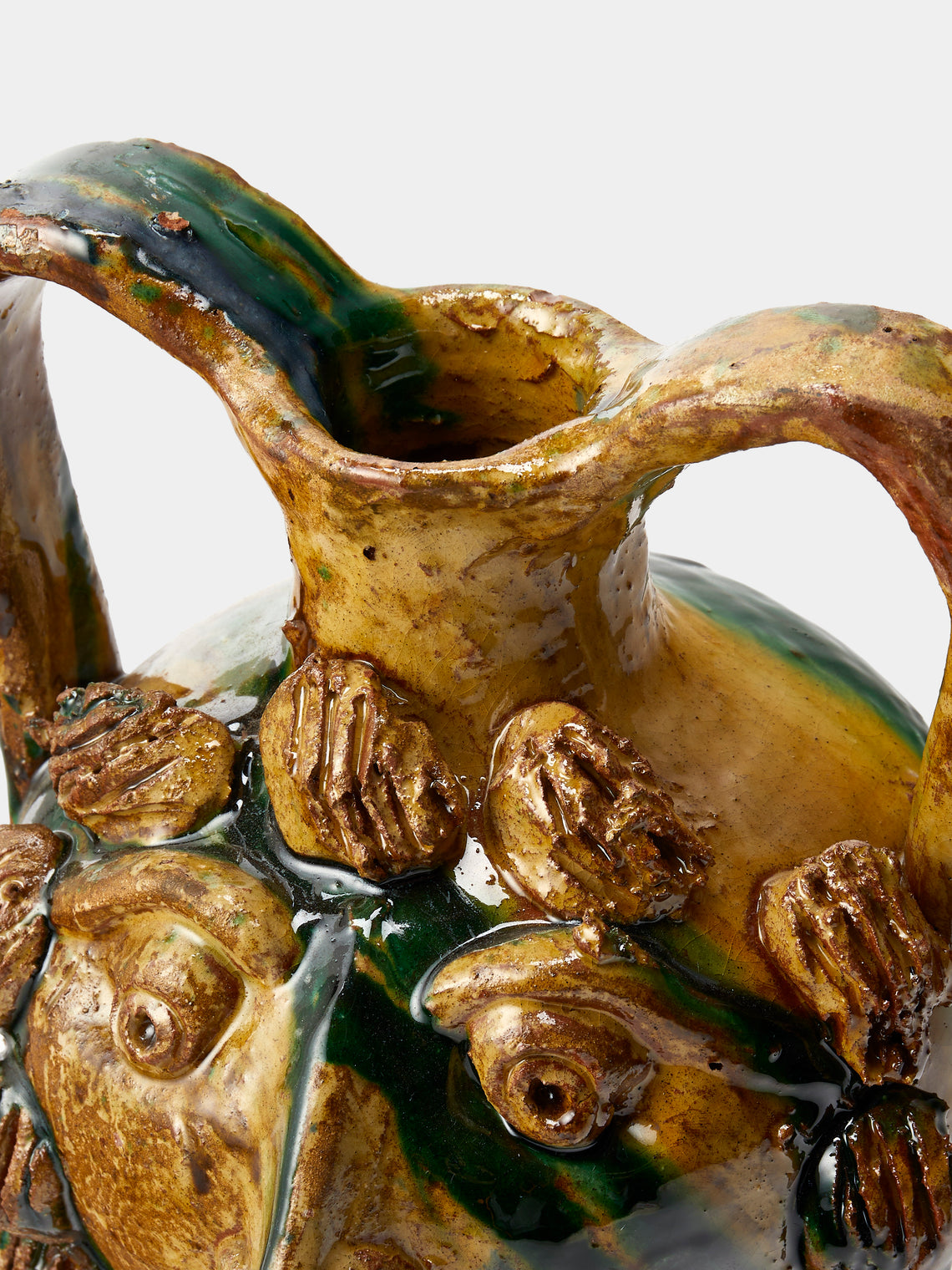 Antique and Vintage - 1990s Condurso Face Ceramic Vessel (10in/25cm) - Yellow - ABASK