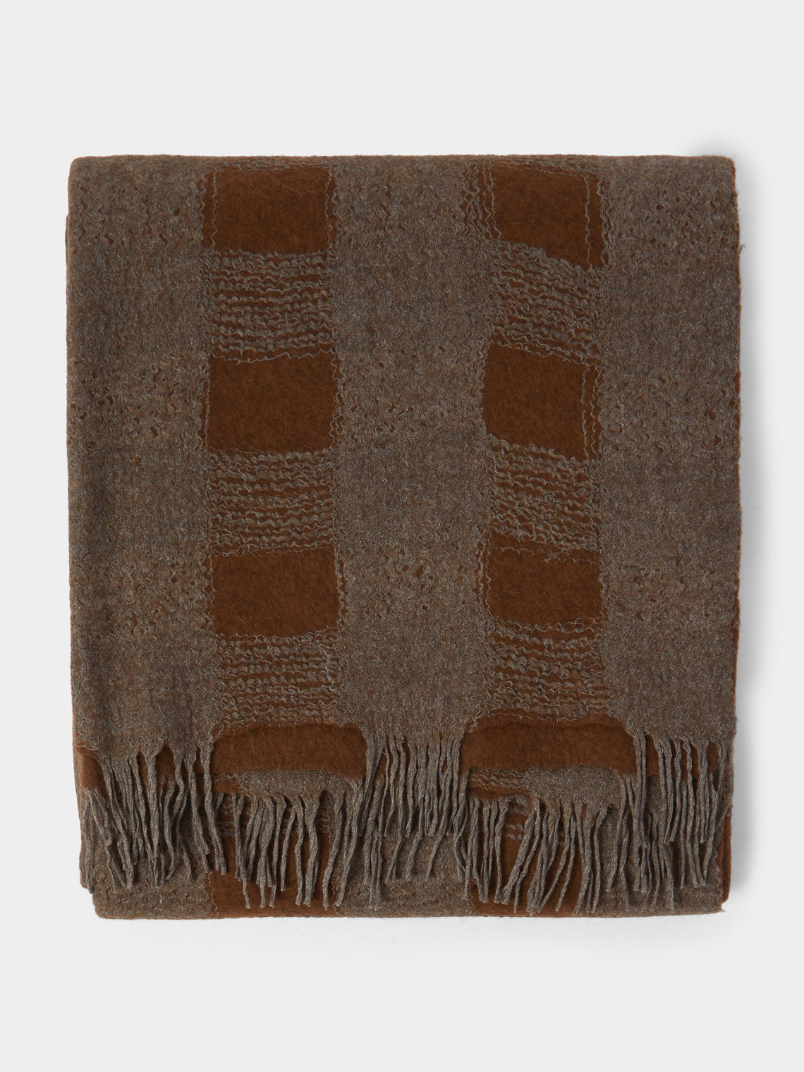 Norlha - Overfelt Husk Yak and Silk Throw (79in/2m) - Brown - ABASK