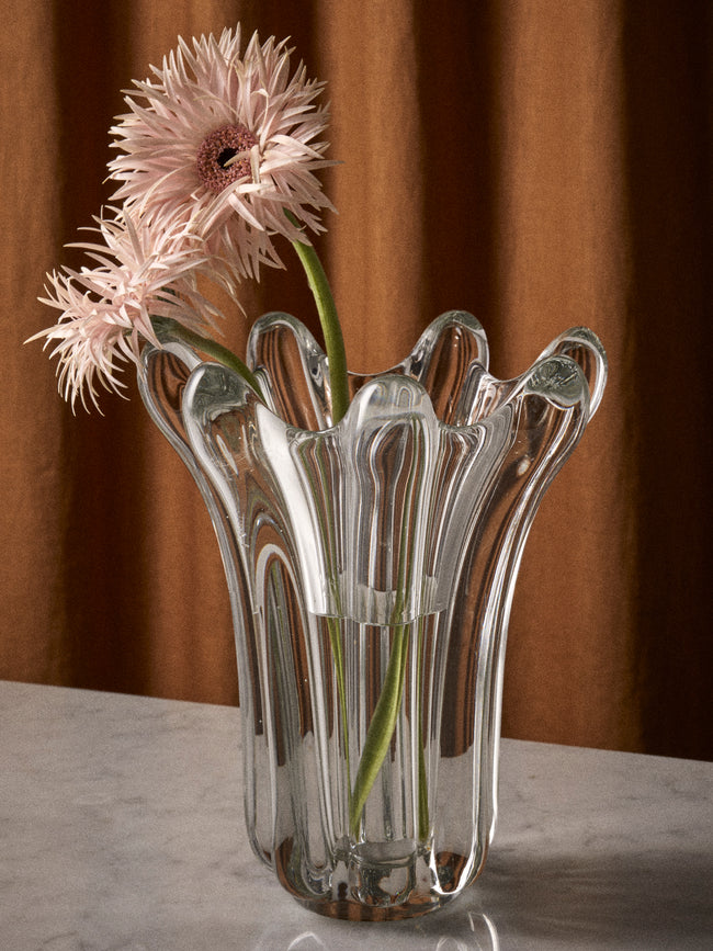 Antique and Vintage - Mid-Century Crystal Vase (10in/25.5cm) - Clear - ABASK