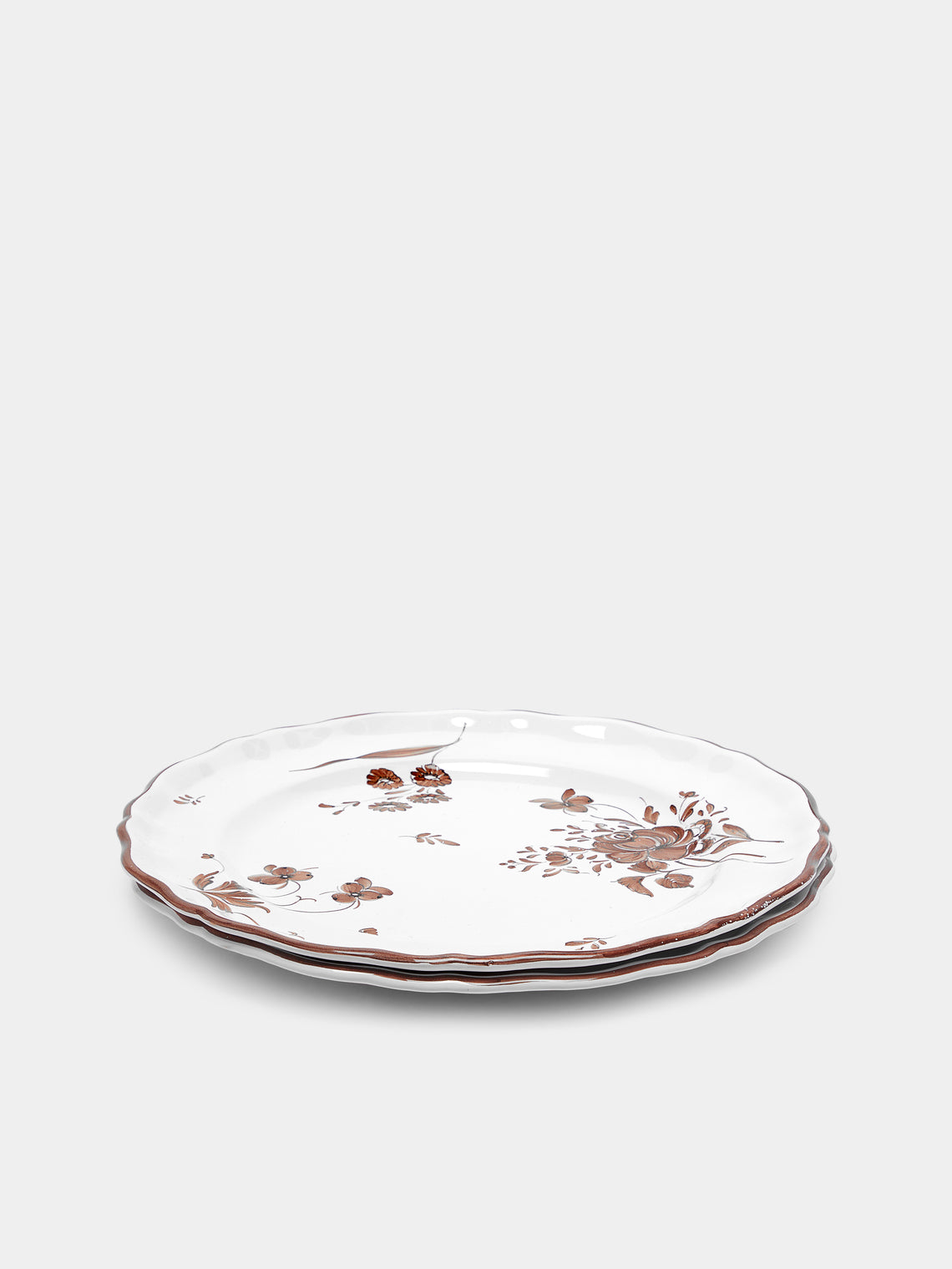 Z.d.G - Camaïeu Hand-Painted Ceramic Dinner Plates – 10in/26cm (Set of 2) - White - ABASK