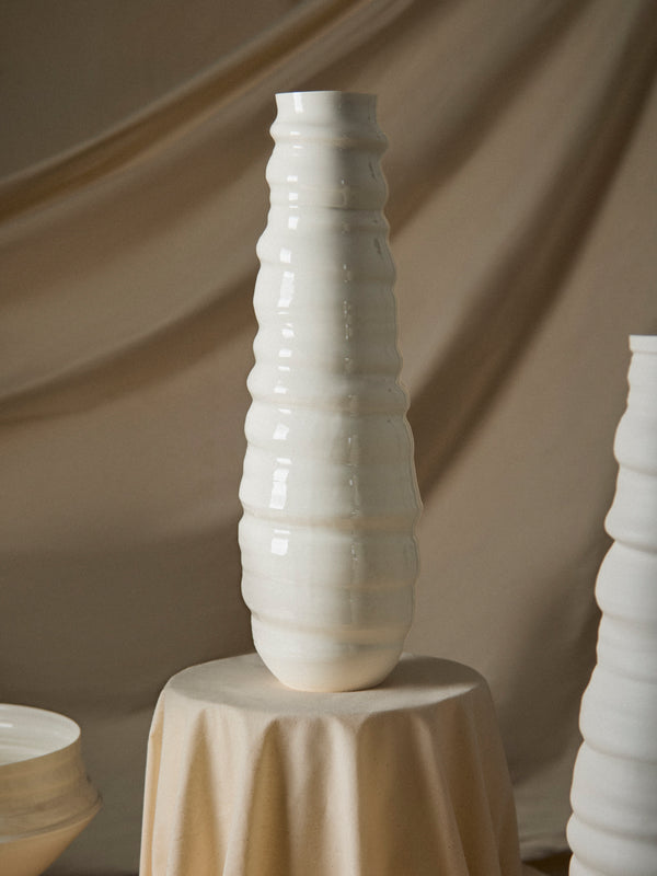 Johanne Coker - No. 4 Hand-Thrown Porcelain Vase (18in/46cm) - White - ABASK