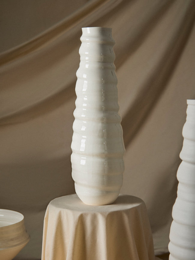 Johanne Coker - No. 4 Hand-Thrown Porcelain Vase (18in/46cm) - White - ABASK