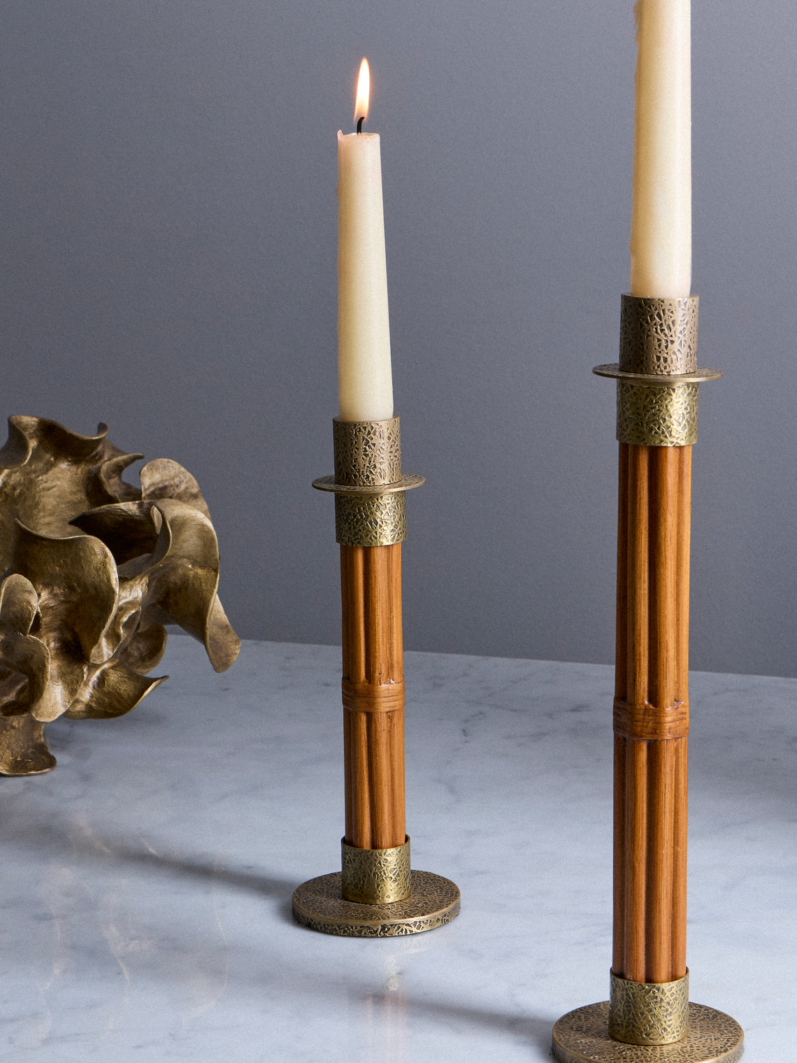 Viya - Namsai Brass Small Candle Holder - Brown - ABASK