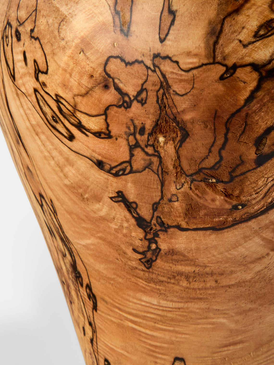 Iida Woodturning - Hand-Turned Oil-Finish Spalted Maple Vase (9in/23.5cm) - Brown - ABASK