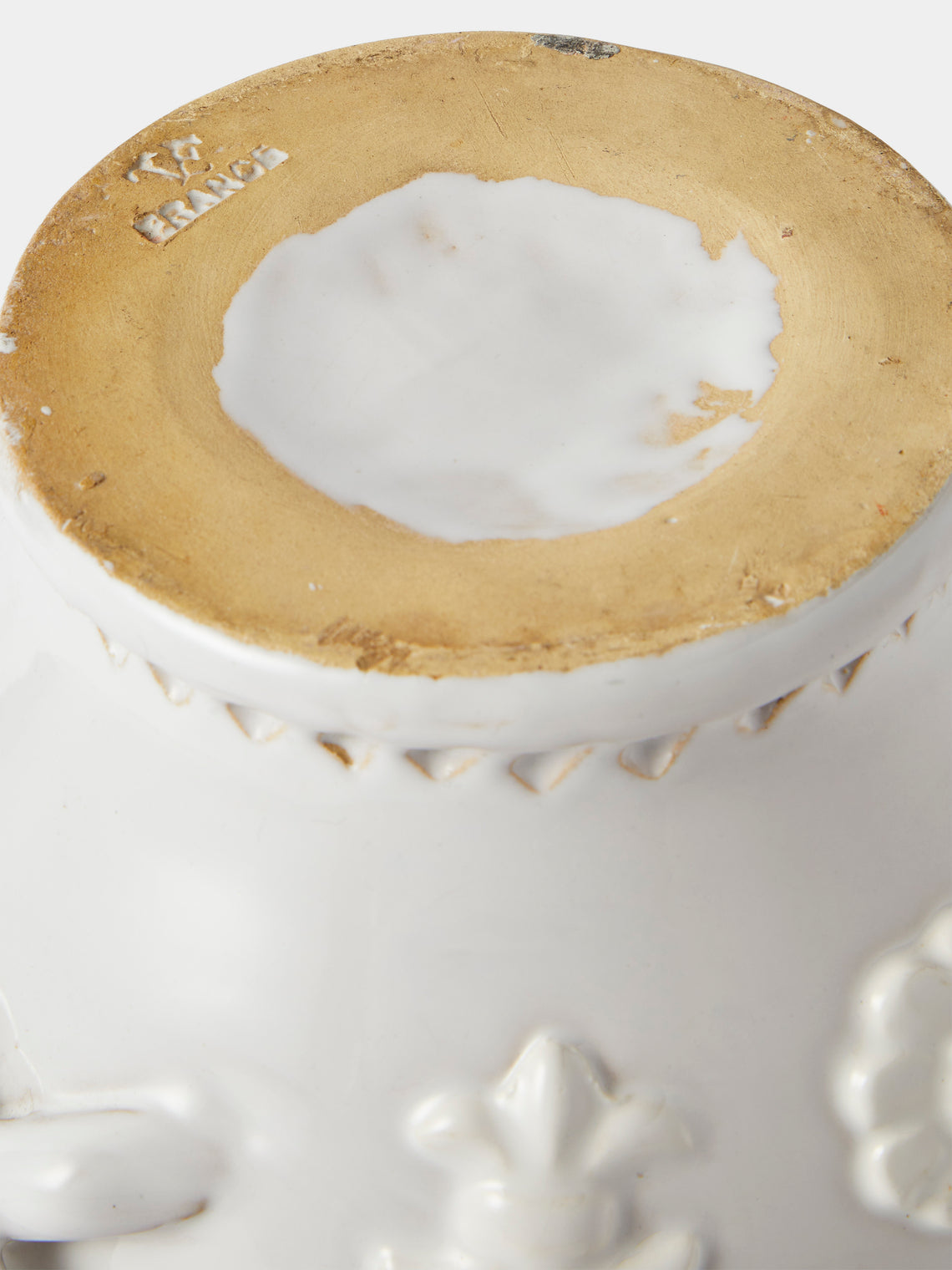 Antique and Vintage - 1940s Émile Tessier Ceramic Rope-Handled Vase (10.5in/26.5cm) - White - ABASK