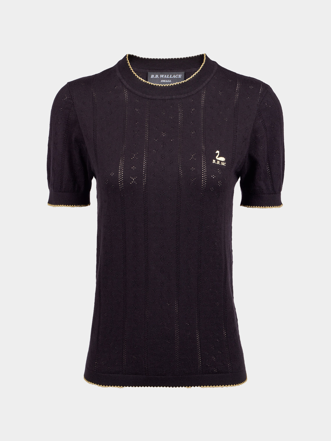 B.B. Wallace - Indiana Cotton Pointelle T-Shirt | Size: S - Black - ABASK - 