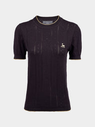 B.B. Wallace - Indiana Cotton Pointelle T-Shirt | Size: S - Black - ABASK - 