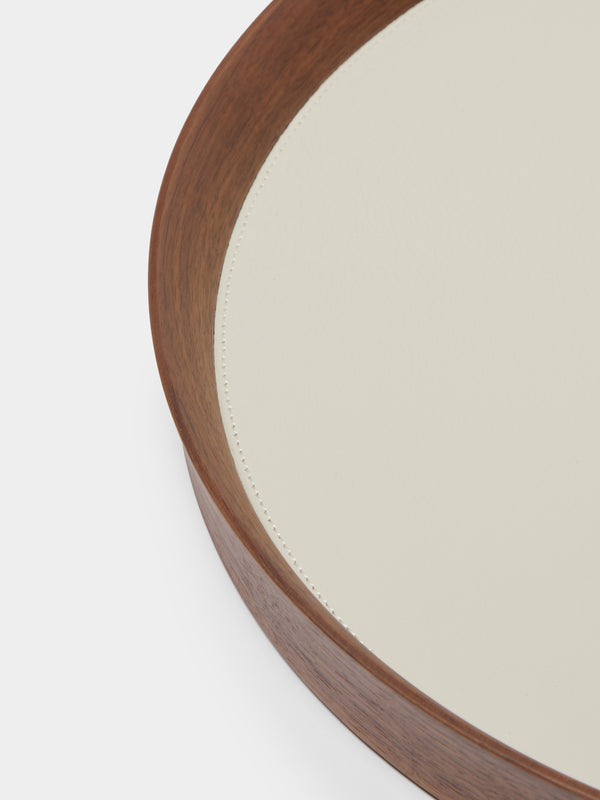 Giobagnara x Poltrona Frau - Walnut Medium Round Tray with Leather Inlay -  - ABASK