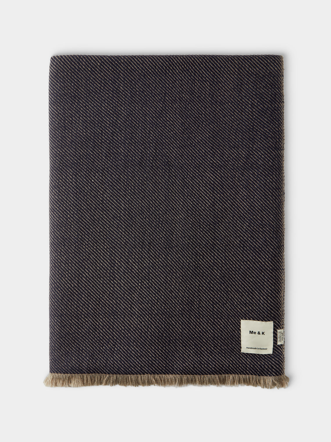 Me & K - Reversible Merino Wool and Cashmere King-Size Blanket (106in/2.7m) - Navy - ABASK
