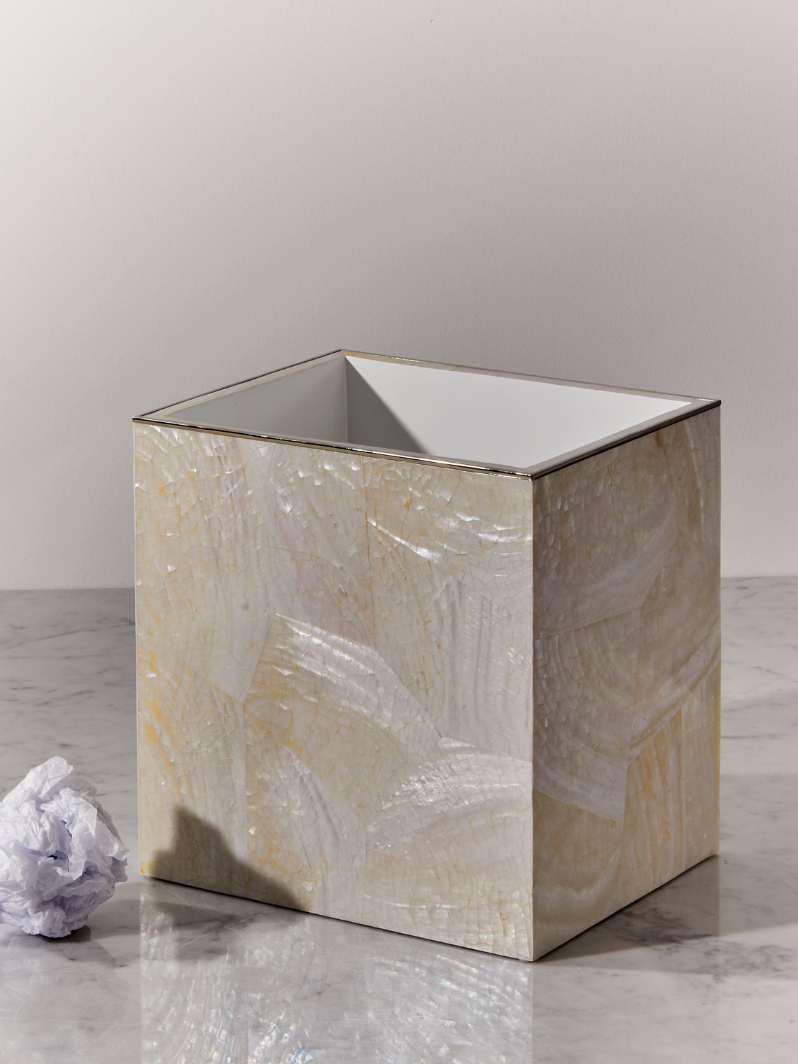Objet Luxe - Sienna Mother-of-Pearl Waste Paper Basket - Cream - ABASK