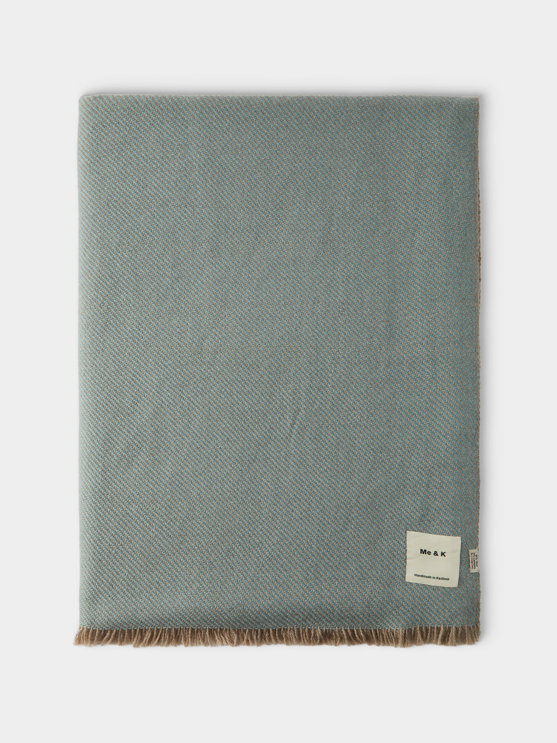 Me & K - Reversible Merino Wool and Cashmere King-Size Blanket (106in/2.7m) - Blue - ABASK