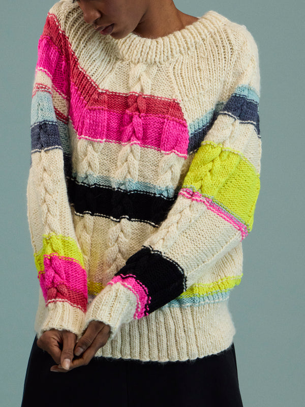 La Fetiche - Violet Hand-Knitted Wool Sweater | Size: S - Multiple - ABASK