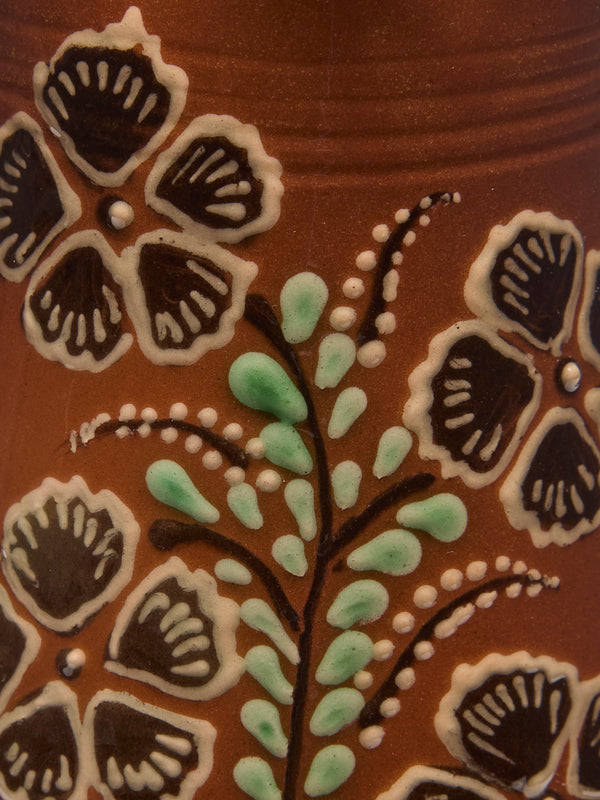 Poterie d’Évires - Flowers Hand-Painted Ceramic Petite Milk Jug - Light brown - ABASK