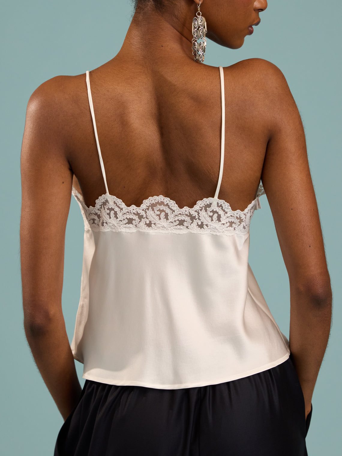 Loretta Caponi - Esmeralda Silk and Lace Top | Size: XS - White - ABASK
