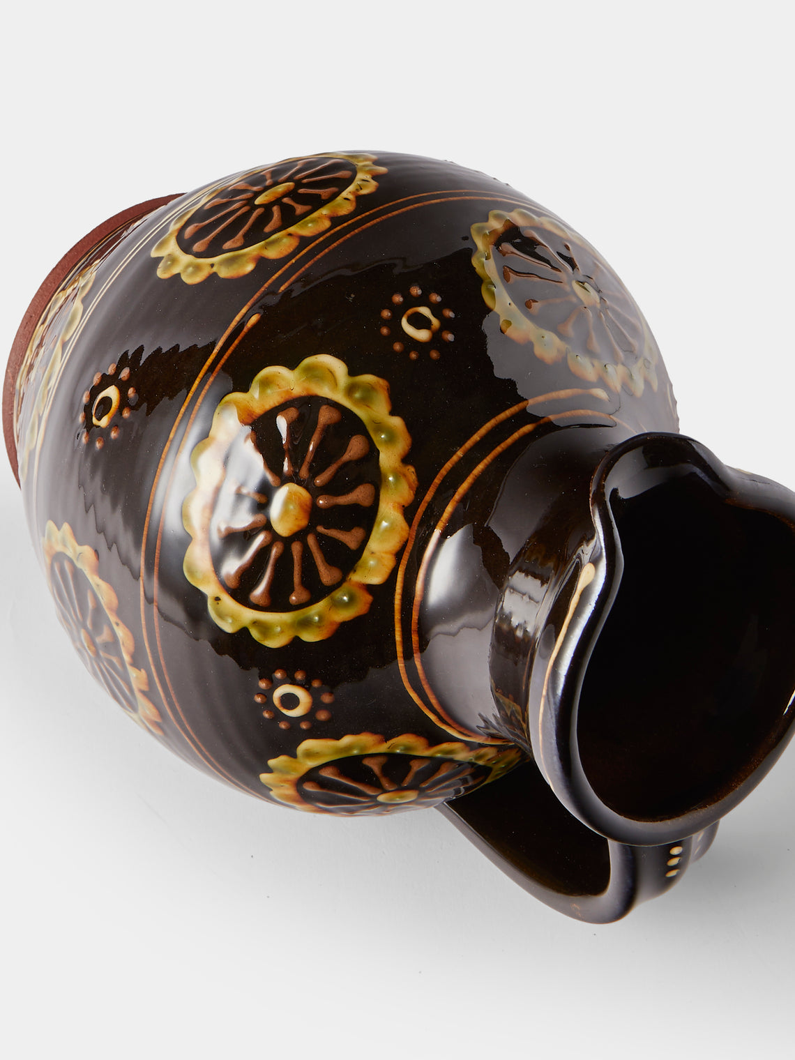 Fitch & McAndrew - Trail Flower Heads Slipware Jug - Black - ABASK