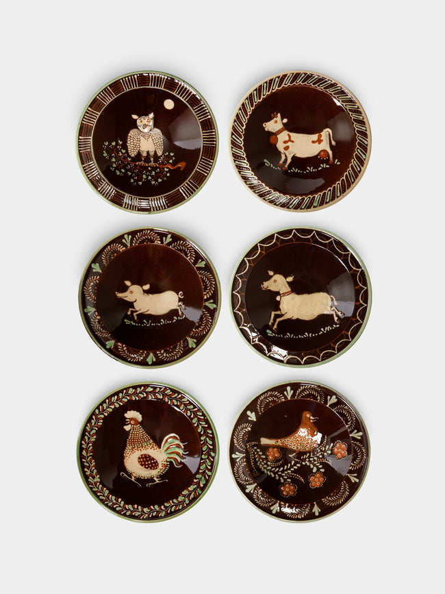 Poterie d’Évires - Animals Hand-Painted Ceramic Breakfast Bowls (Set of 6) -  - ABASK - 